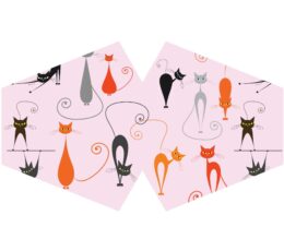 Reusable Fashion Face Covering - Pink Cats  (Adult)