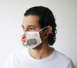 Reusable Fashion Face Covering - Love Elephants (Adult)