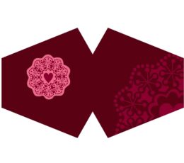 Reusable Fashion Face Covering - Red Mandala Heart  (Adult)