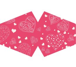 Reusable Fashion Face Covering - Pink Hearts (Adult)