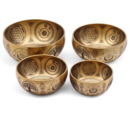 Pure Brass Etched Buddha - Set of 4 - Approx 3.85kg