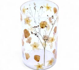 Natural Floral Glass - Tall Vase Candle Holder - Rose - (19x11cm)