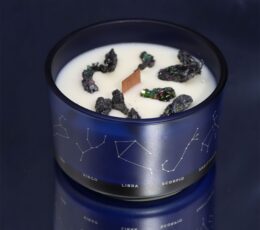 Zodiac Crystal Candle with Gemstone Bracelet - Aquarious