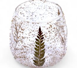 Natural Floral Glass - Straight Candle Holder -  Pino - (10x9cm)