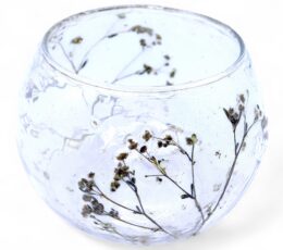 Natural Floral Glass - Bowl Candle Holder - Margarita - (8x10cm)