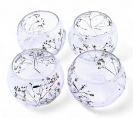 Natural Floral Glass - Bowl Candle Holder - Margarita - (8x10cm)