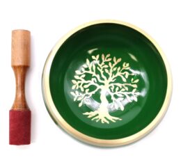 Lrg Tree of Life Singing Bowl Set- Green 14cm