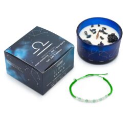 Zodiac Crystal Candle with Gemstone Bracelet - Libra