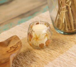 Natural Floral Glass - Straight Candle Holder - Rosa - (8x8cm)