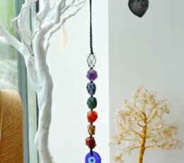 Hanging Chakra Stone  Pendant - Evil Eye