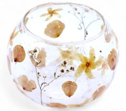 Natural Floral Glass - Large Bowl Candle Holder - Rosa - (12x13cm)