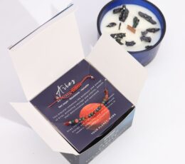 Zodiac Crystal Candle with Gemstone Bracelet - Aries