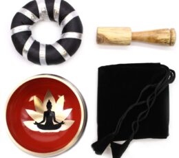 Buddha Singing Bowl Set- Black/Orange 10.7cm