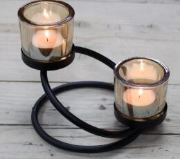 Centrepiece Iron Votive Candle Holder - 2 Cup Double Step