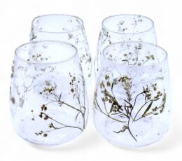 Natural Floral Glass - Vase Candle Holder - Margarita  - (12x11cm)