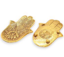 Gold Aluminium  Small Hamsa Incense Holder 13x5.5cm