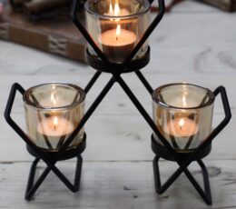 Centrepiece Iron Votive Candle Holder - 3 Cup Triangle