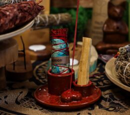 Palo Santo Stick & Smudge Holder - Mandala - Red with Heart Gloss