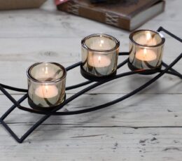 Centrepiece Iron Votive Candle Holder - 3 Cup Silluethe