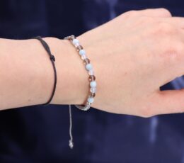 Zodiac Crystal Candle with Gemstone Bracelet - Cancer