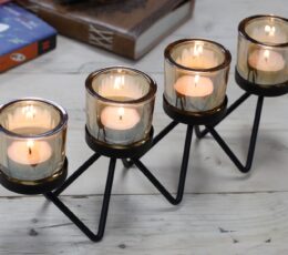 Centrepiece Iron Votive Candle Holder - 4 Cup Zig Zag