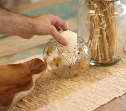 Natural Floral Glass - Large Bowl Candle Holder - Rosa - (12x13cm)