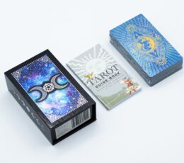 Blue Foil Tarot Card Set - Moon Face - with booklet