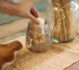 Natural Floral Glass - Vase Candle Holder - Primavera  - (12x11cm)