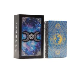 Blue Foil Tarot Card Set - Moon Face - with booklet