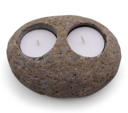 Natural Riverstone Candle Holder - Double Nightlight