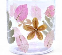 Natural Floral Glass - Straight Candle Holder - Primavera -  (8x8cm)