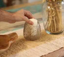 Natural Floral Glass - Straight Candle Holder -  Pino - (10x9cm)