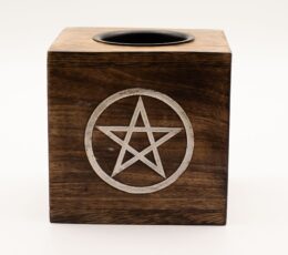 Large Square Mango Wood Oil Burner- Pentagon