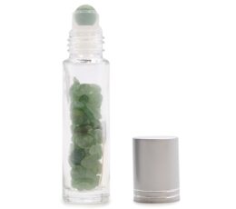 Gemstone Essential Oil Roller Bottle - Aventurine - Silver Cap + Gemstone Roller Tip for 5ml Bottle - Aventurine