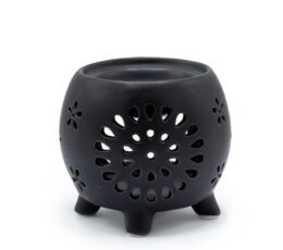 Squat Pot Oil Burner Flower Burst - Matt Black