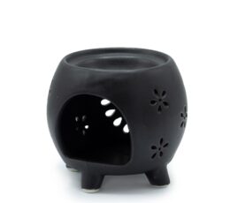Squat Pot Oil Burner Flower Burst - Matt Black