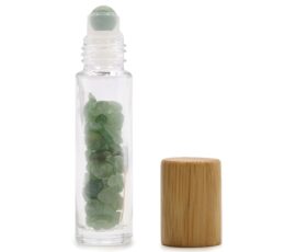 Gemstone Essential Oil Roller Bottle - Aventurine - Wooden Cap + Gemstone Roller Tip for 5ml Bottle - Aventurine