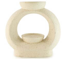 Ceramic Zen Oil Burner - Large Oval Pebble  - Speckled Off-White