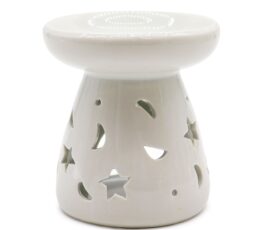 Lrg Classic White Oil Burner - Moon & Star