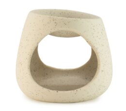 Ceramic Zen Oil Burner - Round Pebble - Speckled Off-White
