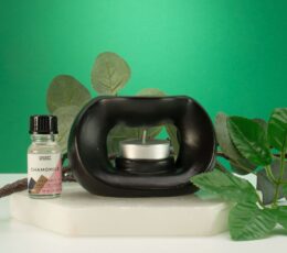 Ceramic Zen Oil Burner - Oval Pebble  - Matt Black