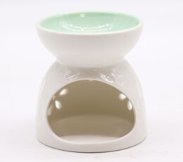 Classic White Oil Burner - Floral with Teal Well