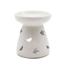 1x Sm Classic White Oil Burner - Moon & Star