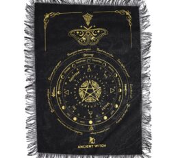Ancient Witch Pendulum Divination Cloth - Mystic Moth - Black & Gold