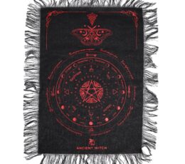 Ancient Witch Pendulum Divination Cloth - Mystic Moth - Black & Blood Red