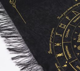 Ancient Witch Pendulum Divination Cloth - Sun Face - Black & Gold