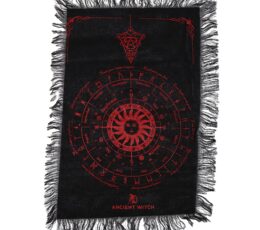 Ancient Witch Pendulum Divination Cloth - Sun Face - Black & Blood Red