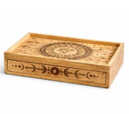 Sun Moon Carved Tarot Box with Drawer