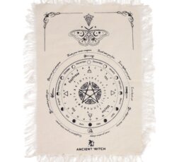 Ancient Witch Pendulum Divination Cloth - Mystic Moth - Natural & Black