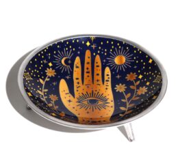 Triple Leg Enamelled Offering Plate - Hamsa Midnight Blue